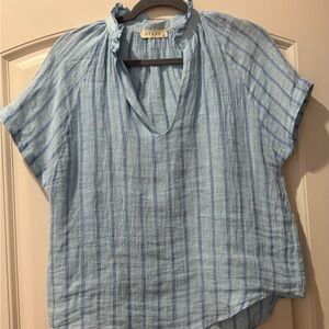 STATE Light Blue Striped Blouse